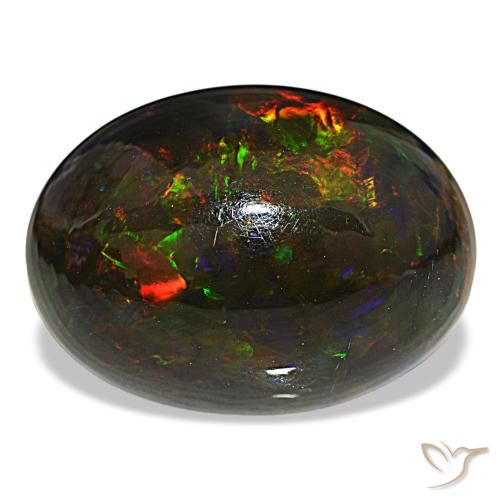 18.89캐럿 천연 멀티컬러 블랙 오팔, 타원형 컷, 23×17 mm, 불투명체