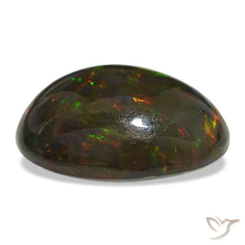 18.89캐럿 천연 멀티컬러 블랙 오팔, 타원형 컷, 23×17 mm, 불투명체