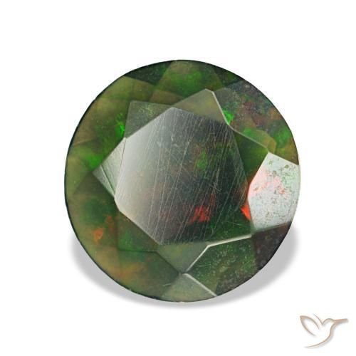 0.73캐럿 천연 멀티컬러 블랙 오팔, 라운드 컷, 7.88 mm, 투명한