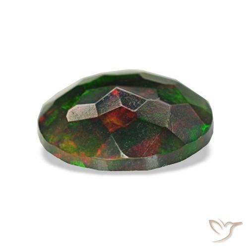 0.73캐럿 천연 멀티컬러 블랙 오팔, 라운드 컷, 7.88 mm, 투명한