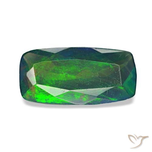0.96캐럿 천연 멀티컬러 블랙 오팔, 쿠션 컷, 10.7×5.3 mm, 투명한