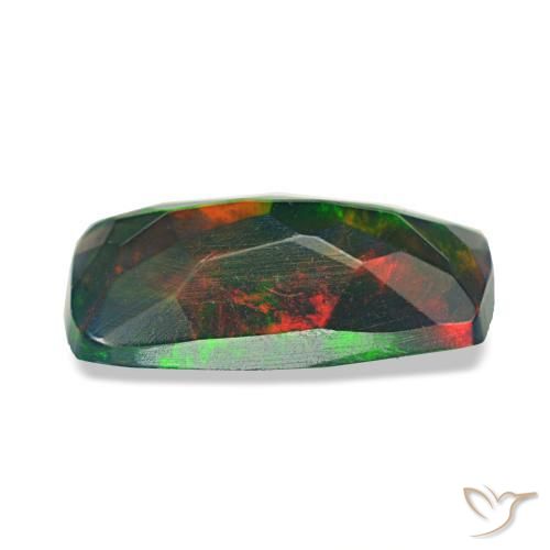 0.96캐럿 천연 멀티컬러 블랙 오팔, 쿠션 컷, 10.7×5.3 mm, 투명한