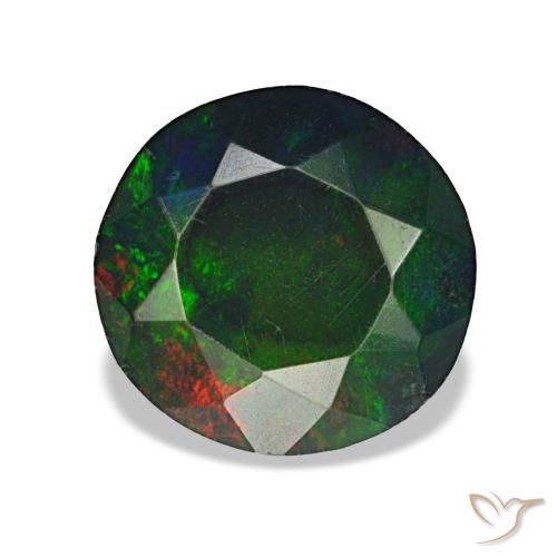 1.08ct 멀티컬러 블랙 오팔, 라운드, 불투명체