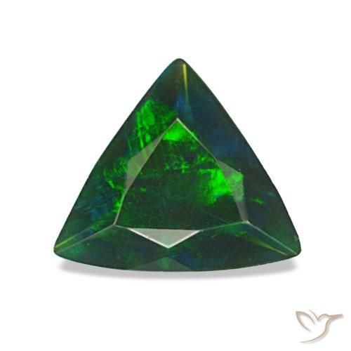 0.61캐럿 천연 멀티컬러 블랙 오팔, 트릴리언, 8.2×7.1 mm, 불투명체