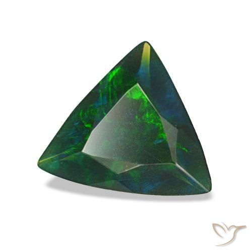 0.61캐럿 천연 멀티컬러 블랙 오팔, 트릴리언, 8.2×7.1 mm, 불투명체