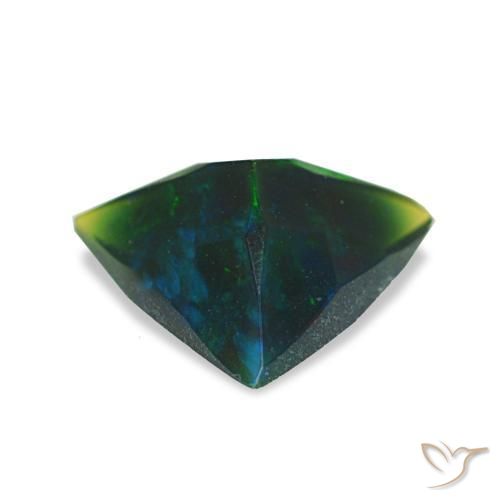 0.61캐럿 천연 멀티컬러 블랙 오팔, 트릴리언, 8.2×7.1 mm, 불투명체