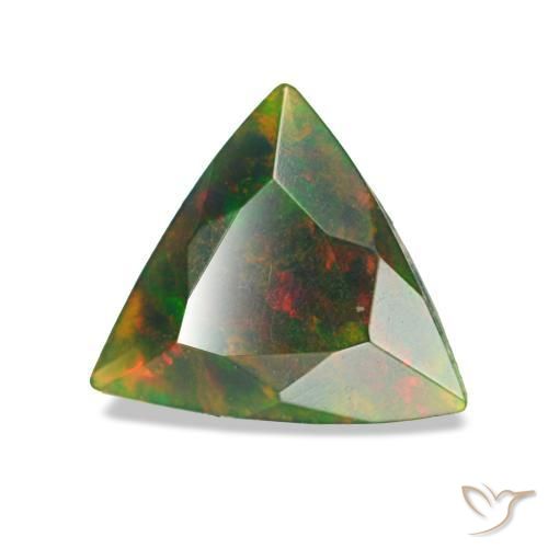 0.63캐럿 천연 멀티컬러 블랙 오팔, 트릴리언, 8×7.2 mm, 불투명체