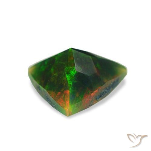 0.63캐럿 천연 멀티컬러 블랙 오팔, 트릴리언, 8×7.2 mm, 불투명체