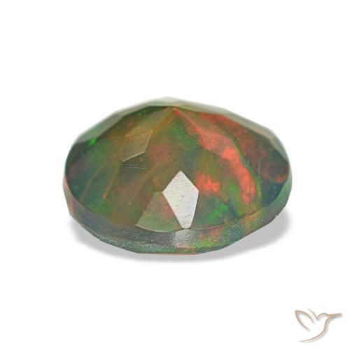 1.18캐럿 천연 멀티컬러 블랙 오팔, 라운드 컷, 8.28 mm, 투명한
