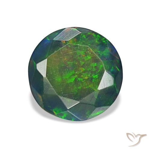 1.08ct 멀티컬러 블랙 오팔, 라운드, 투명한