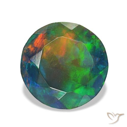 1.49ct 멀티컬러 블랙 오팔, 라운드, 투명한
