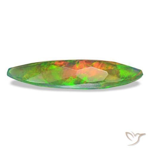 1.79캐럿 천연 멀티컬러 블랙 오팔, 마퀴즈, 19.4×6.1 mm, 투명한