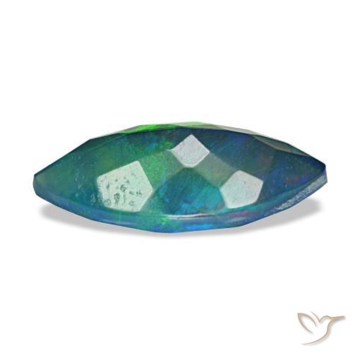 1.94캐럿 천연 멀티컬러 블랙 오팔, 마퀴즈, 14.7×7 mm, 투명한