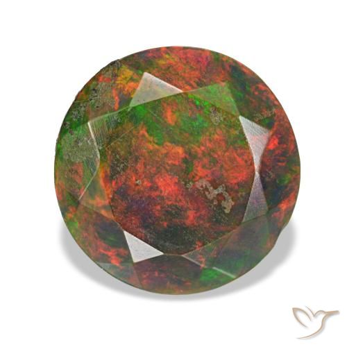 1.57ct 멀티컬러 블랙 오팔, 라운드, 불투명체