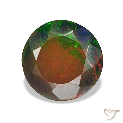 1.34ct 멀티컬러 블랙 오팔, 라운드, 불투명체