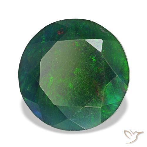 2.91캐럿 천연 멀티컬러 블랙 오팔, 라운드 컷, 10.80 mm, 불투명체