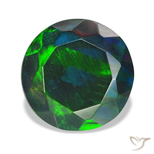 4.70ct 멀티컬러 블랙 오팔, 라운드, 불투명체