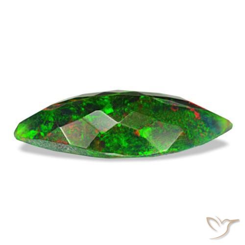 2.22캐럿 천연 멀티컬러 블랙 오팔, 마퀴즈, 17.8×7.7 mm, 불투명체