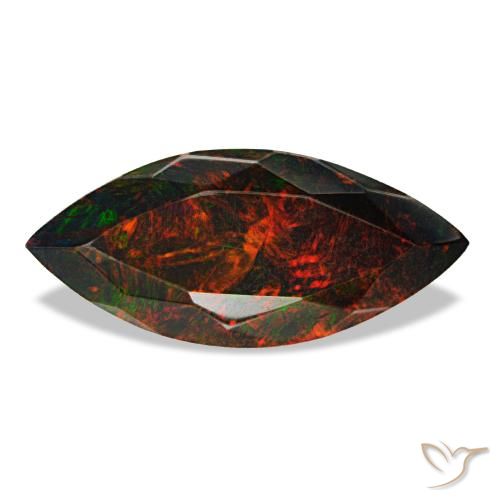 3.24캐럿 천연 멀티컬러 블랙 오팔, 마퀴즈, 18.5×8.3 mm, 불투명체