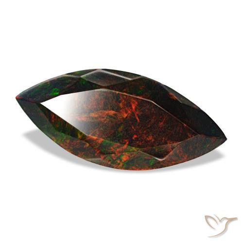3.24캐럿 천연 멀티컬러 블랙 오팔, 마퀴즈, 18.5×8.3 mm, 불투명체