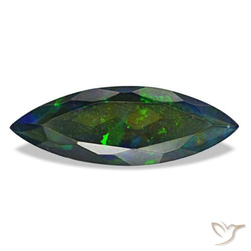 2.19캐럿 천연 멀티컬러 블랙 오팔, 마퀴즈, 18.6×6.6 mm, 투명한