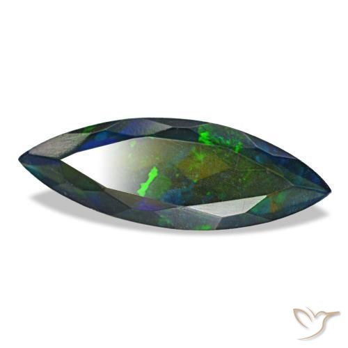 2.19캐럿 천연 멀티컬러 블랙 오팔, 마퀴즈, 18.6×6.6 mm, 투명한