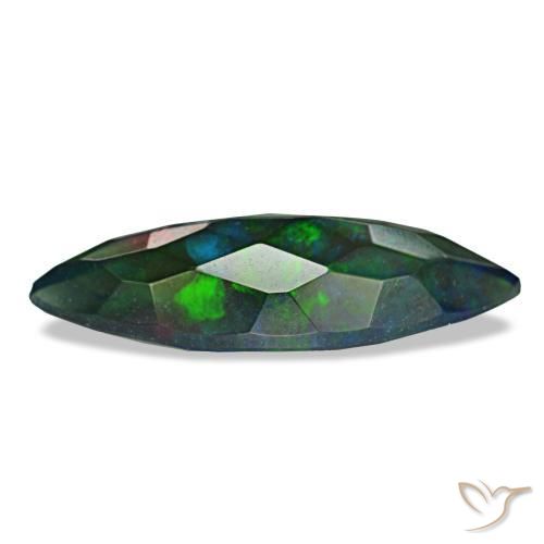2.19캐럿 천연 멀티컬러 블랙 오팔, 마퀴즈, 18.6×6.6 mm, 투명한