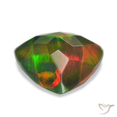 1.60캐럿 천연 멀티컬러 블랙 오팔, 트릴리언, 9.8×8.4 mm, 투명한