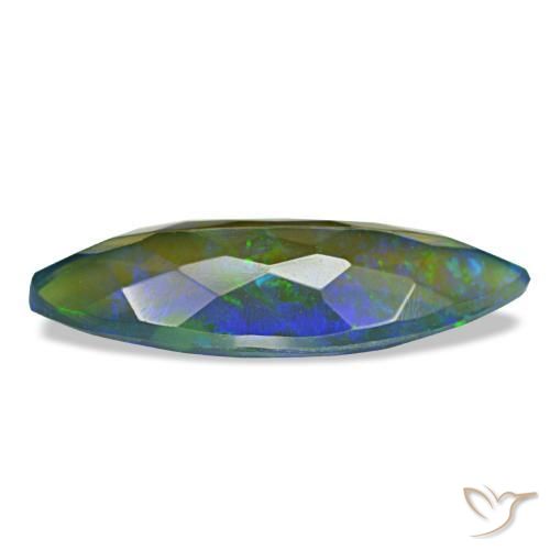 2.86캐럿 천연 멀티컬러 블랙 오팔, 마퀴즈, 19.9×7.8 mm, 투명한