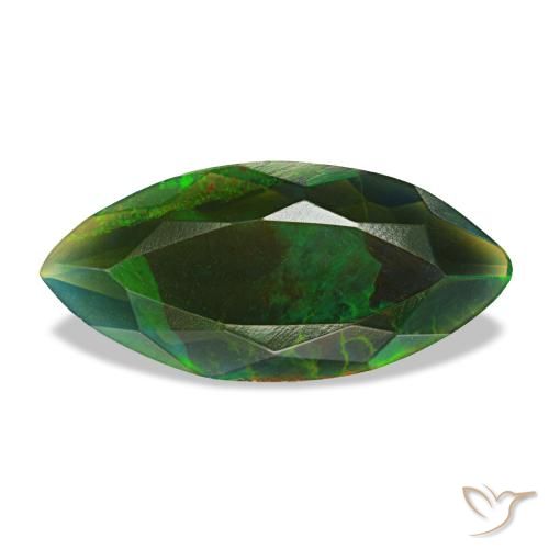 1.49캐럿 천연 멀티컬러 블랙 오팔, 마퀴즈, 15.1×7.1 mm, 투명한