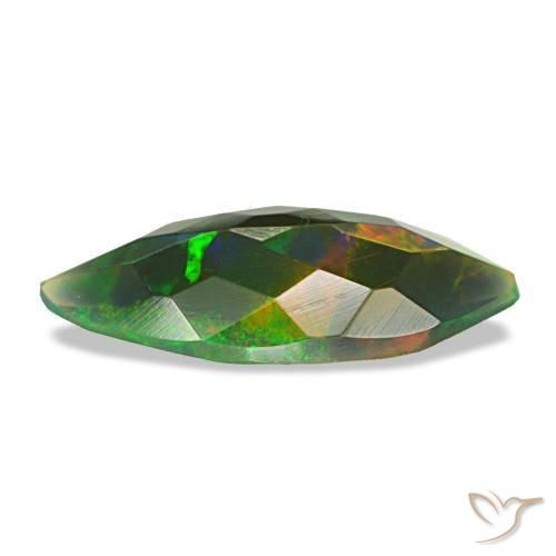 1.49캐럿 천연 멀티컬러 블랙 오팔, 마퀴즈, 15.1×7.1 mm, 투명한