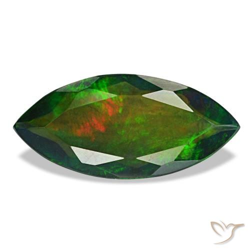1.87캐럿 천연 멀티컬러 블랙 오팔, 마퀴즈, 15.9×7.4 mm, 투명한