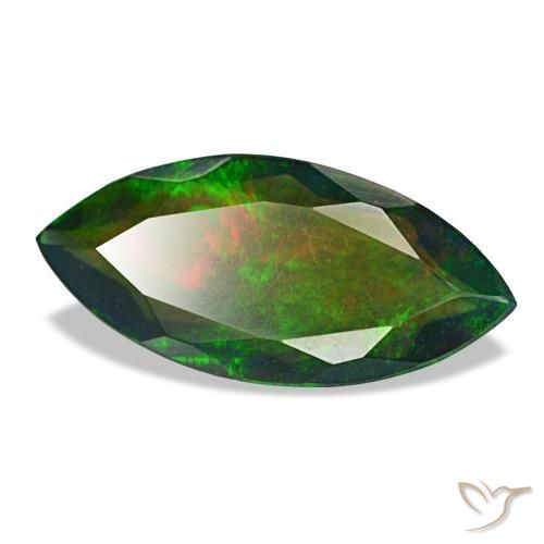 1.87캐럿 천연 멀티컬러 블랙 오팔, 마퀴즈, 15.9×7.4 mm, 투명한