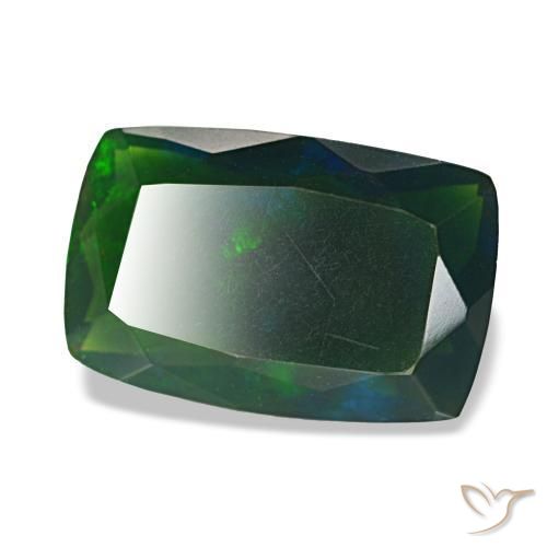 2.44캐럿 천연 멀티컬러 블랙 오팔, 쿠션 컷, 12.5×8.2 mm, 투명한