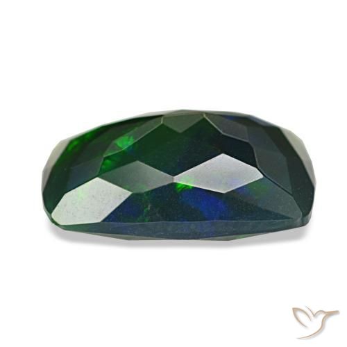 2.44캐럿 천연 멀티컬러 블랙 오팔, 쿠션 컷, 12.5×8.2 mm, 투명한