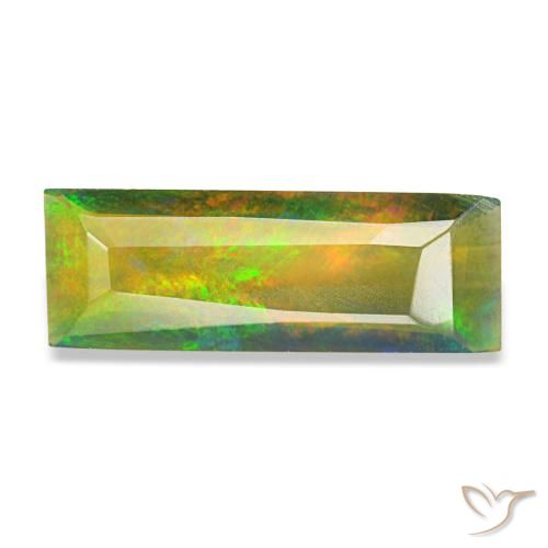 0.89ct 멀티컬러 블랙 오팔, 바게트, 투명한