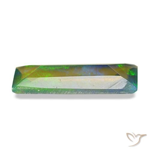 0.89캐럿 천연 멀티컬러 블랙 오팔, 바게트, 12.8×4.5 mm, 투명한