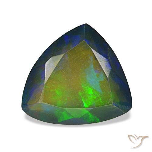 1.90캐럿 천연 멀티컬러 블랙 오팔, 트릴리언, 9.7×8.9 mm, 투명한