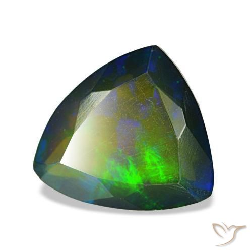 1.90캐럿 천연 멀티컬러 블랙 오팔, 트릴리언, 9.7×8.9 mm, 투명한