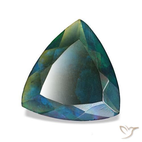 1.56캐럿 천연 멀티컬러 블랙 오팔, 트릴리언, 10.7×10 mm, 투명한