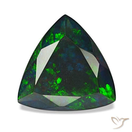 2.11캐럿 천연 멀티컬러 블랙 오팔, 트릴리언, 11.3×10.9 mm, 투명한