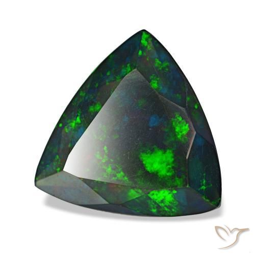 2.11캐럿 천연 멀티컬러 블랙 오팔, 트릴리언, 11.3×10.9 mm, 투명한