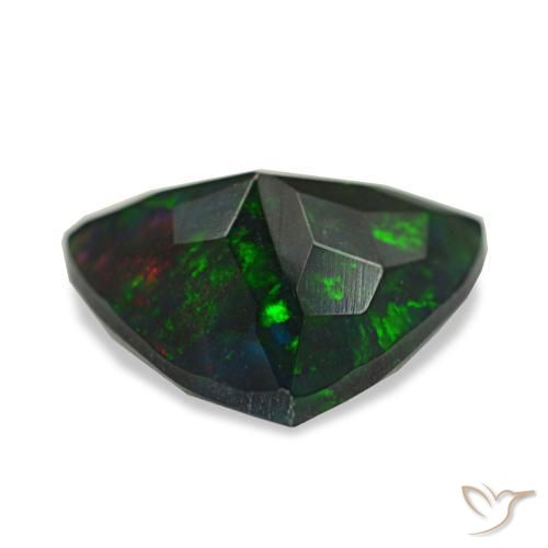 2.11캐럿 천연 멀티컬러 블랙 오팔, 트릴리언, 11.3×10.9 mm, 투명한