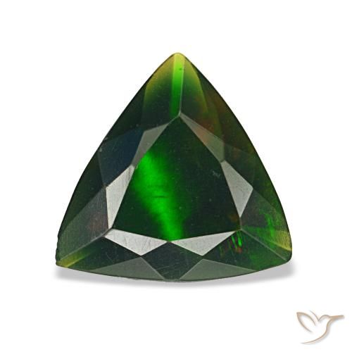 0.85캐럿 천연 멀티컬러 블랙 오팔, 트릴리언, 9.1×8.3 mm, 불투명체
