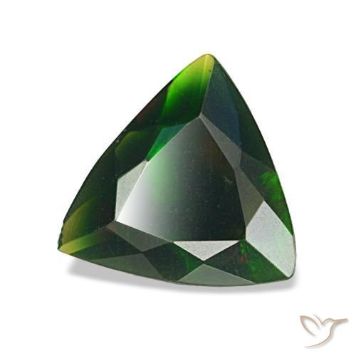 0.85캐럿 천연 멀티컬러 블랙 오팔, 트릴리언, 9.1×8.3 mm, 불투명체