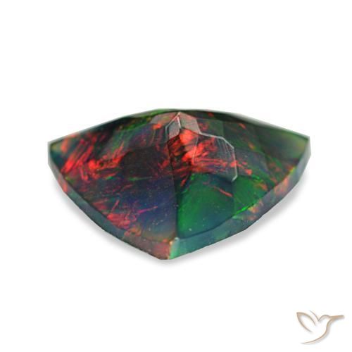 1.22캐럿 천연 멀티컬러 블랙 오팔, 트릴리언, 9.7×9.2 mm, 불투명체