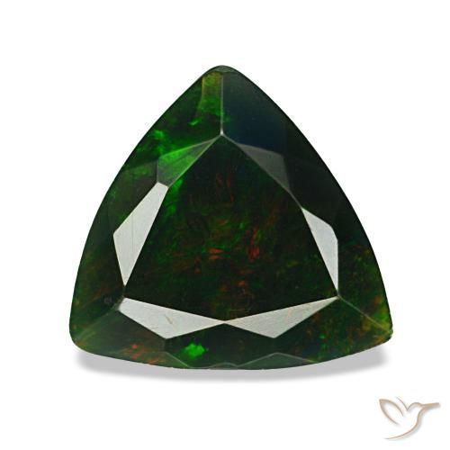 1.19캐럿 천연 멀티컬러 블랙 오팔, 트릴리언, 9.3×8.9 mm, 불투명체