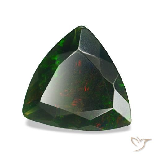 1.19캐럿 천연 멀티컬러 블랙 오팔, 트릴리언, 9.3×8.9 mm, 불투명체