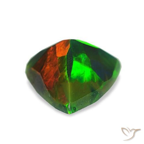 0.85캐럿 천연 멀티컬러 블랙 오팔, 트릴리언, 7.8×7.3 mm, 불투명체
