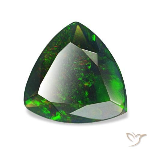 1.38캐럿 천연 멀티컬러 블랙 오팔, 트릴리언, 9.1×8.8 mm, 불투명체